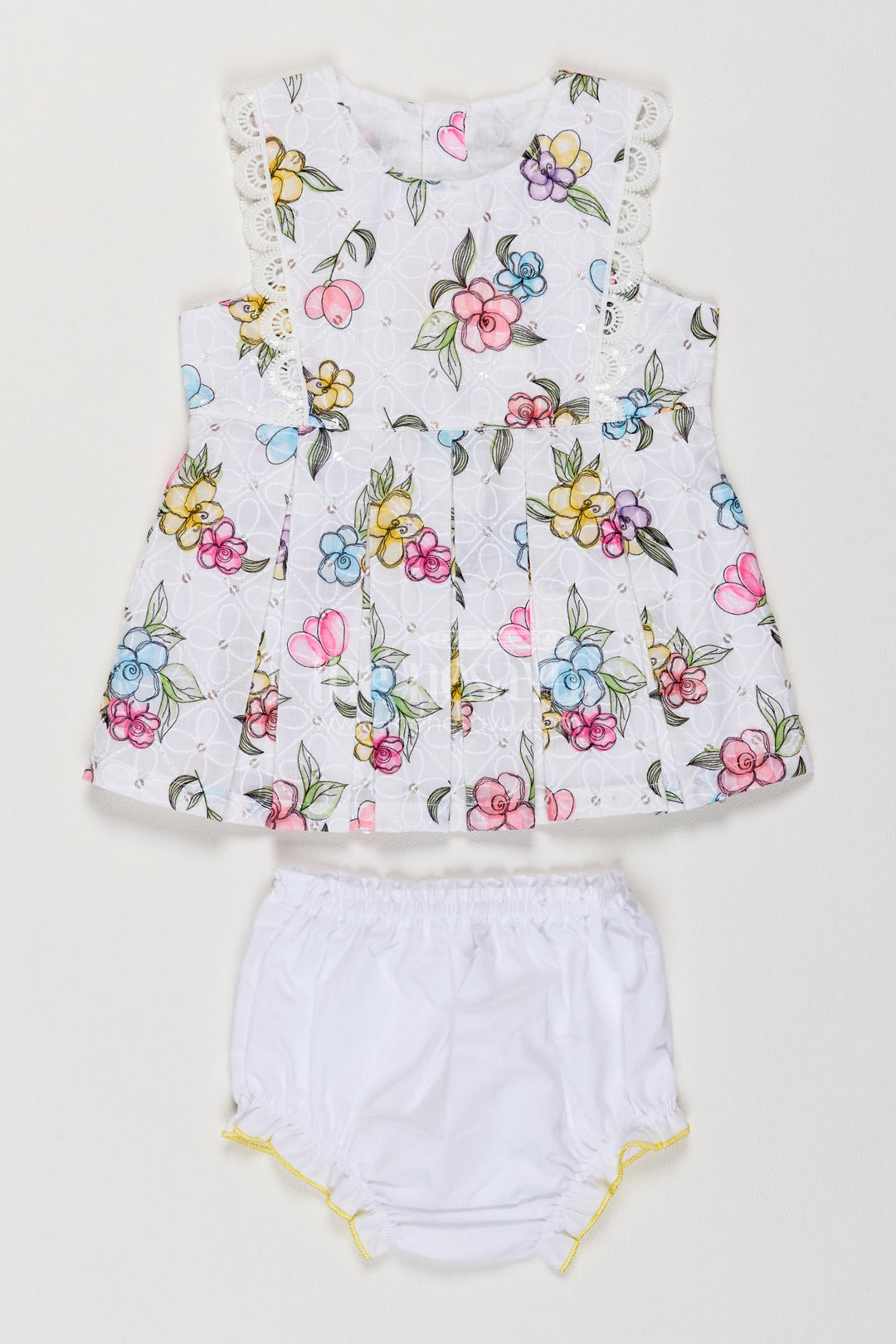Newborn Cotton Dress with Half White Ruffled Finish for Special Occasions