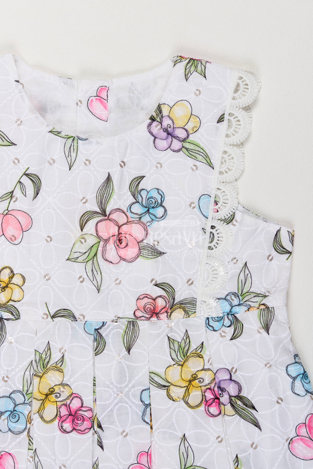 Newborn Cotton Dress with Half White Ruffled Finish for Special Occasions
