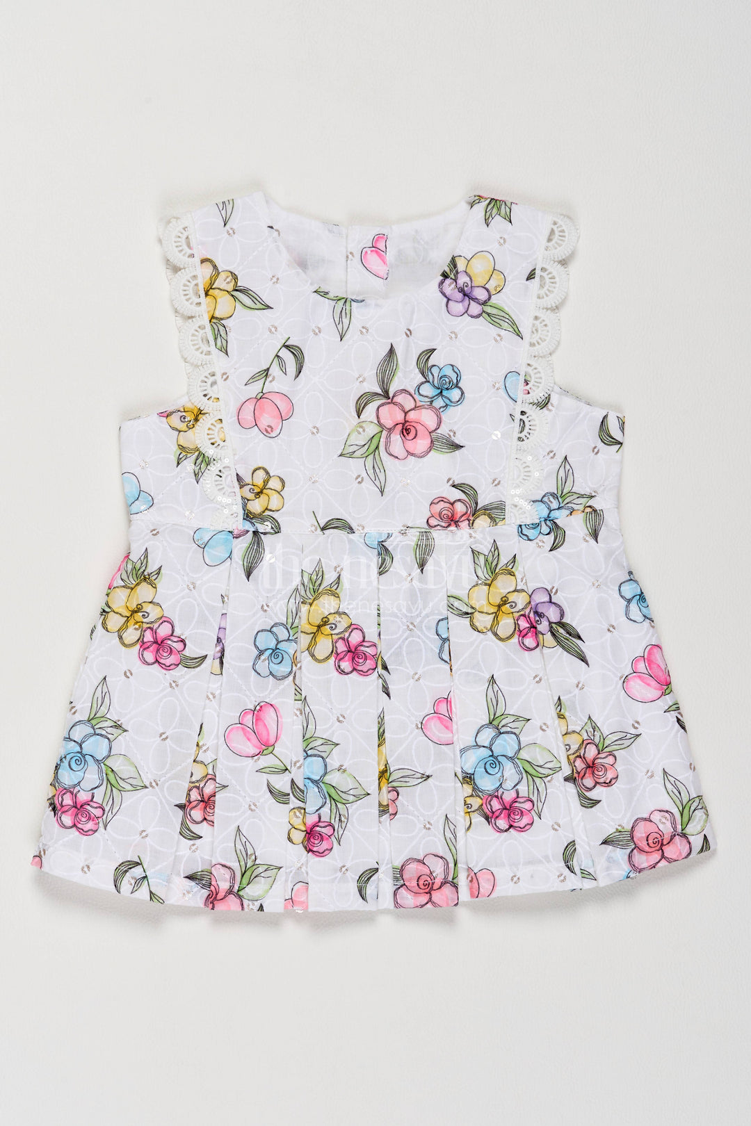 Newborn Cotton Dress with Half White Ruffled Finish for Special Occasions