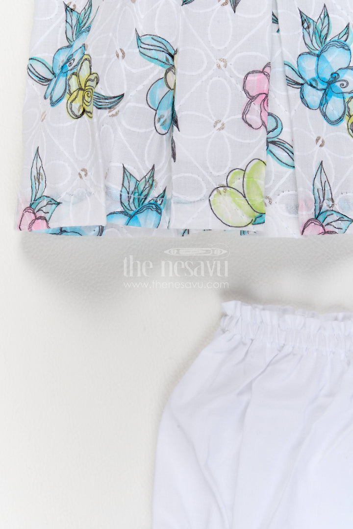 Newborn Cotton Dress with Designer Detailing in Half White