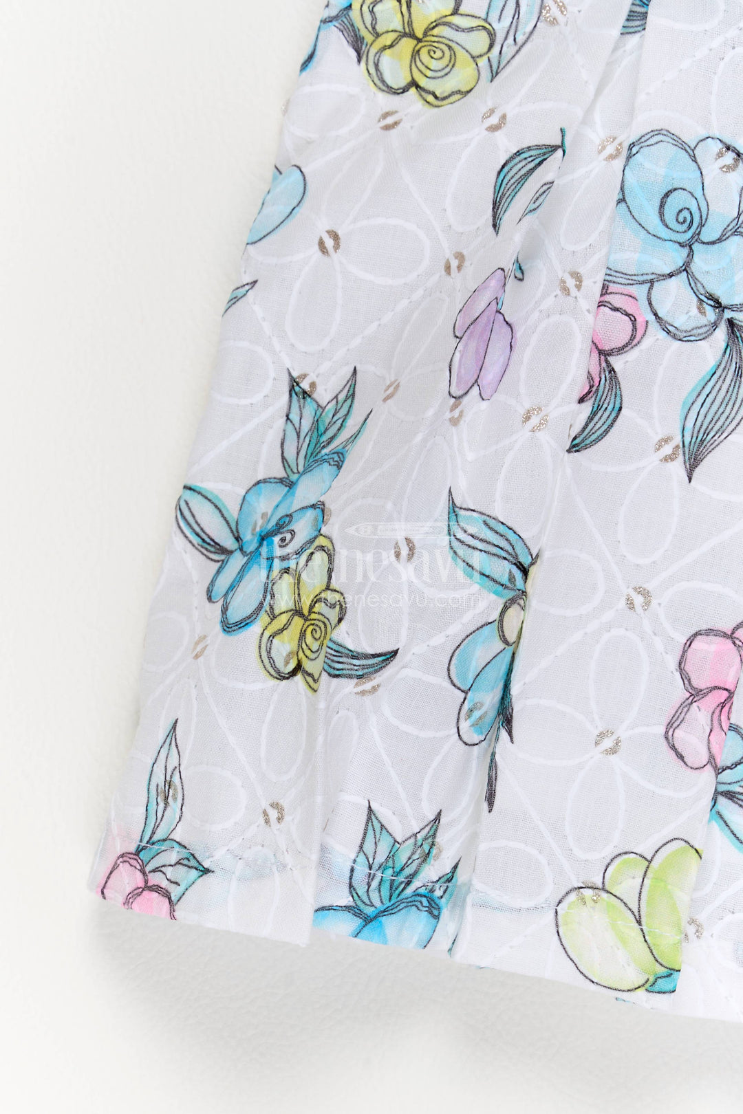 Newborn Cotton Dress with Designer Detailing in Half White