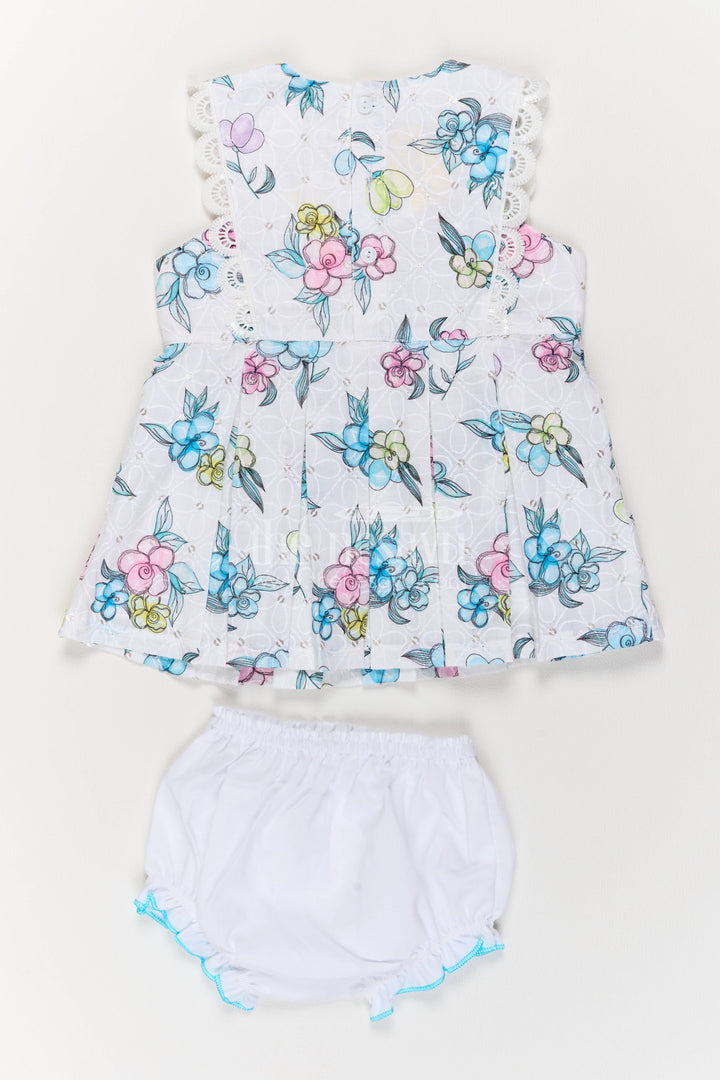 Newborn Cotton Dress with Designer Detailing in Half White