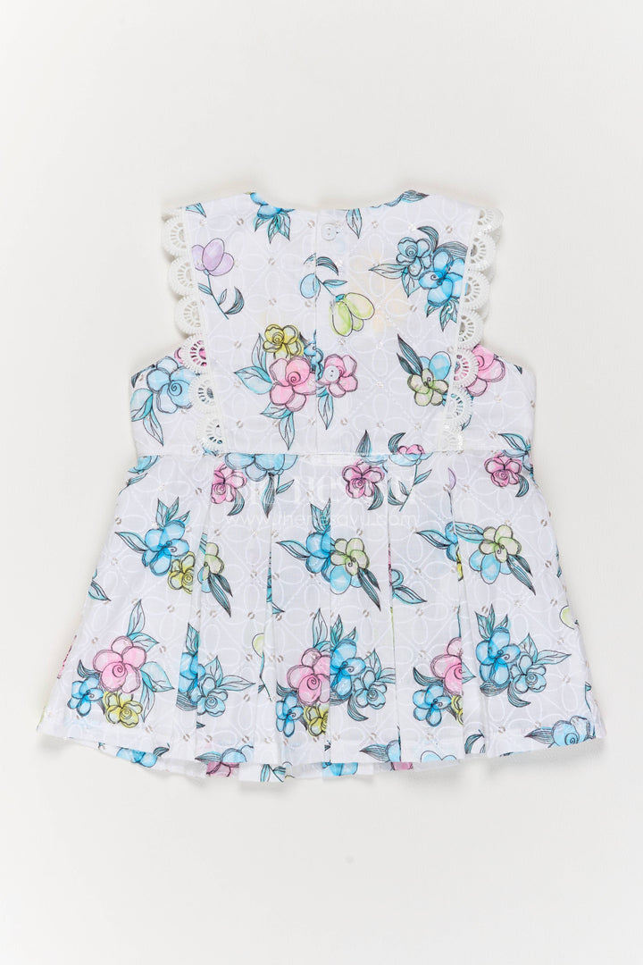 Newborn Cotton Dress with Designer Detailing in Half White