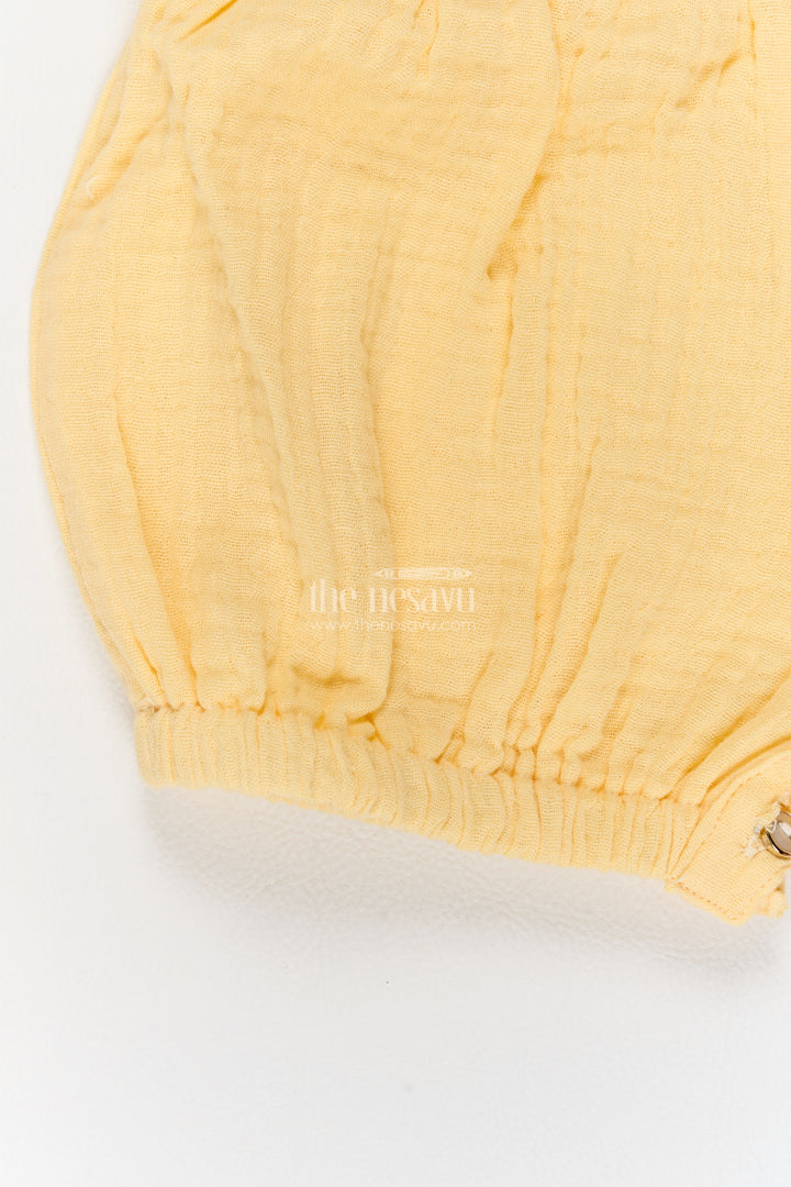 Baby Yellow Flower Collar Muslin Cotton Romper