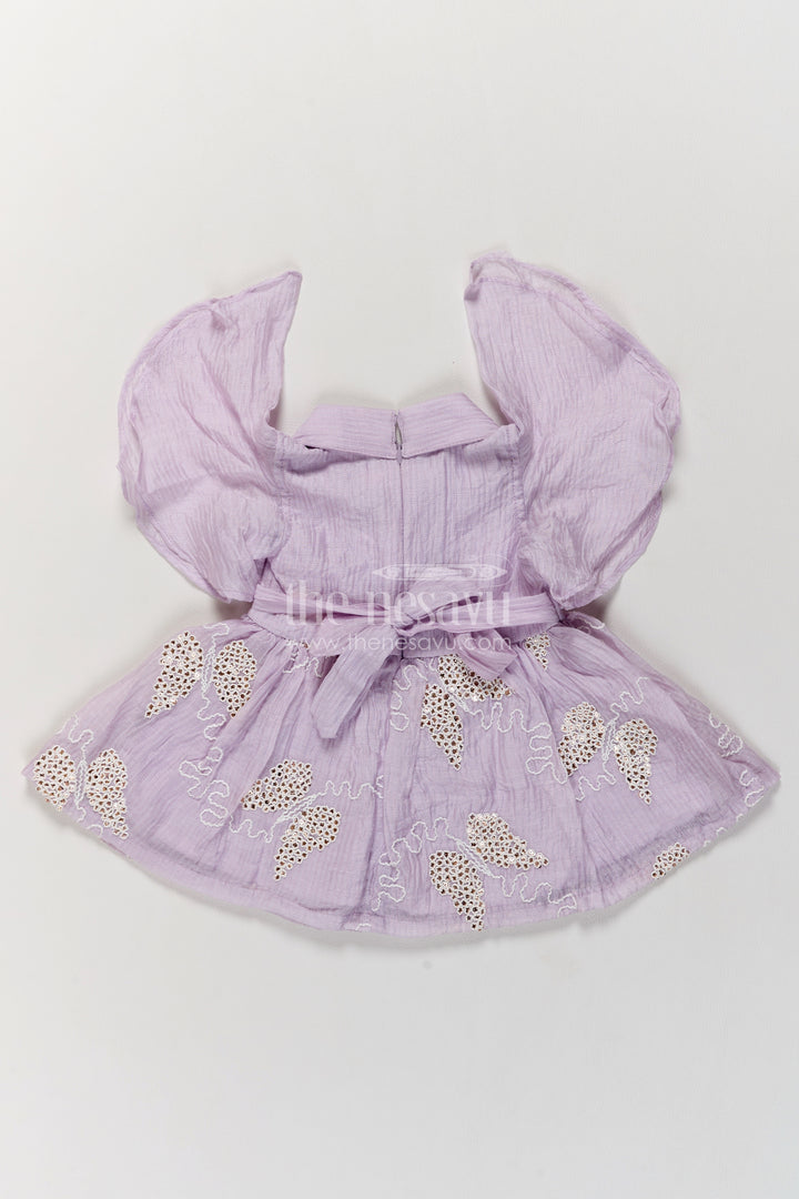 Baby Lavender Leaf Embroidered Collar Georgette Frock