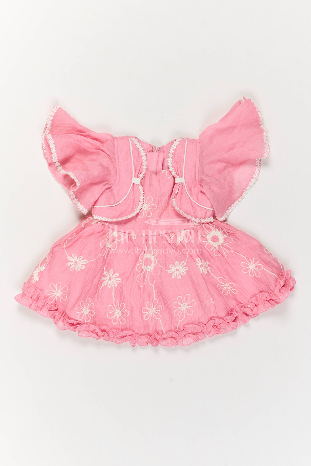 Baby Girl Party Frock for Celebrations with Pink Embroidery