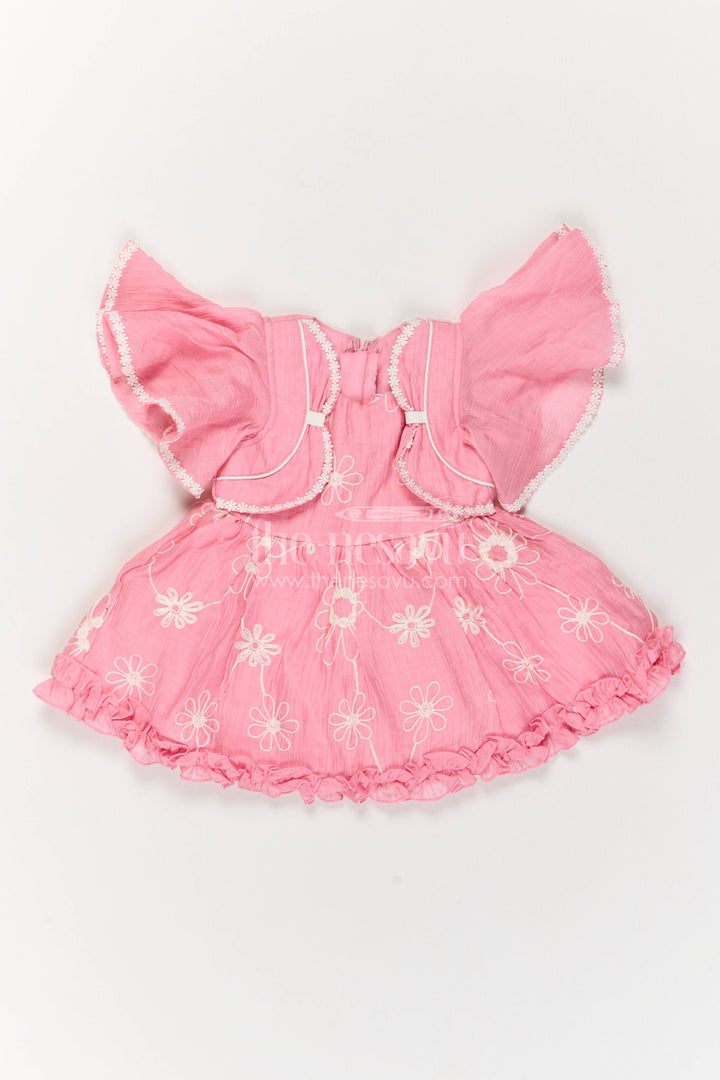 Baby Girl Party Frock for Celebrations with Pink Embroidery