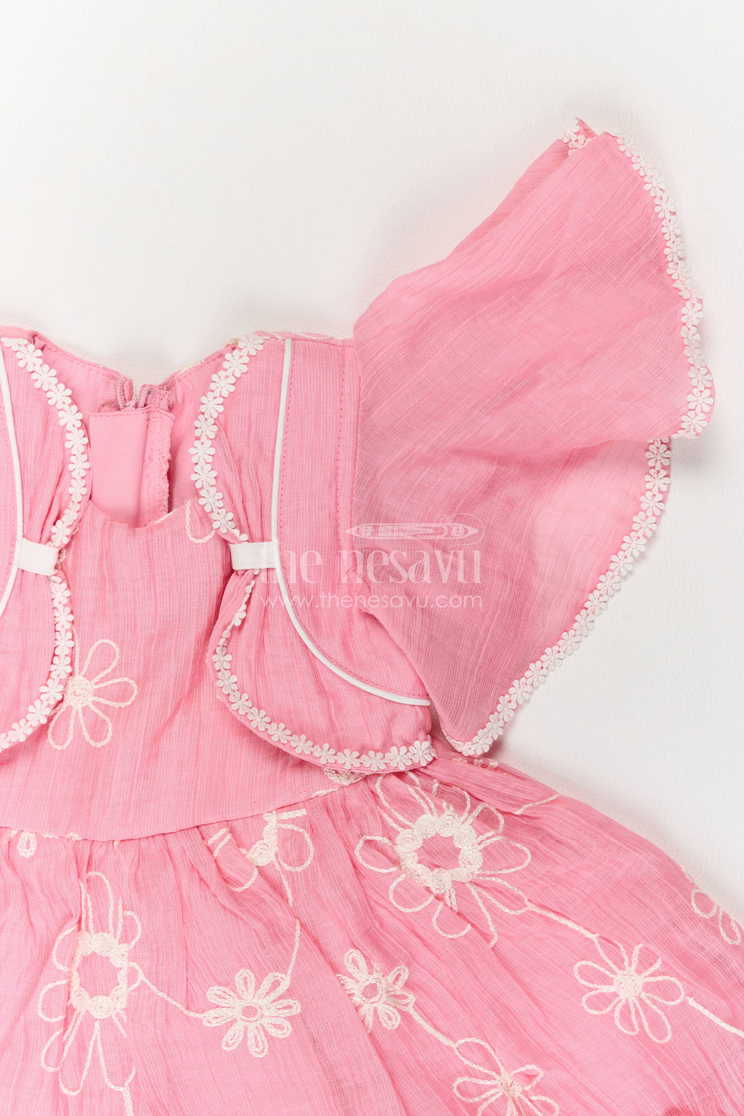 Baby Girl Party Frock for Celebrations with Pink Embroidery