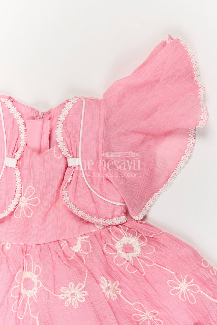 Baby Girl Party Frock for Celebrations with Pink Embroidery