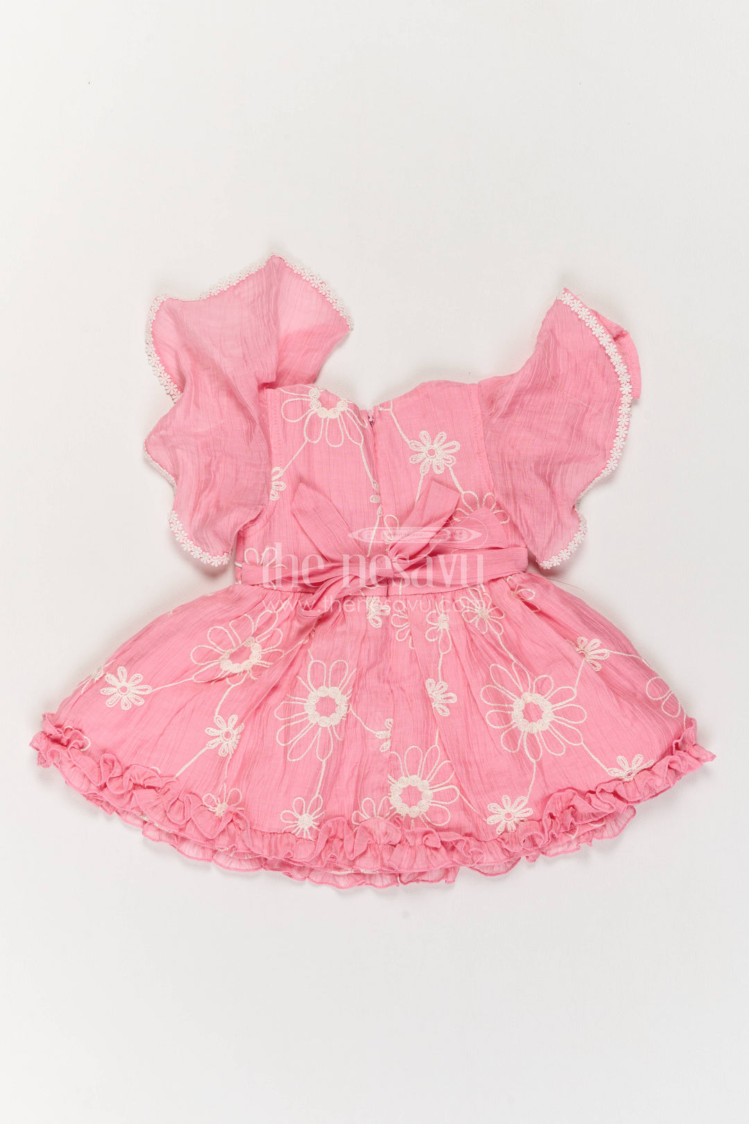 Baby Girl Party Frock for Celebrations with Pink Embroidery