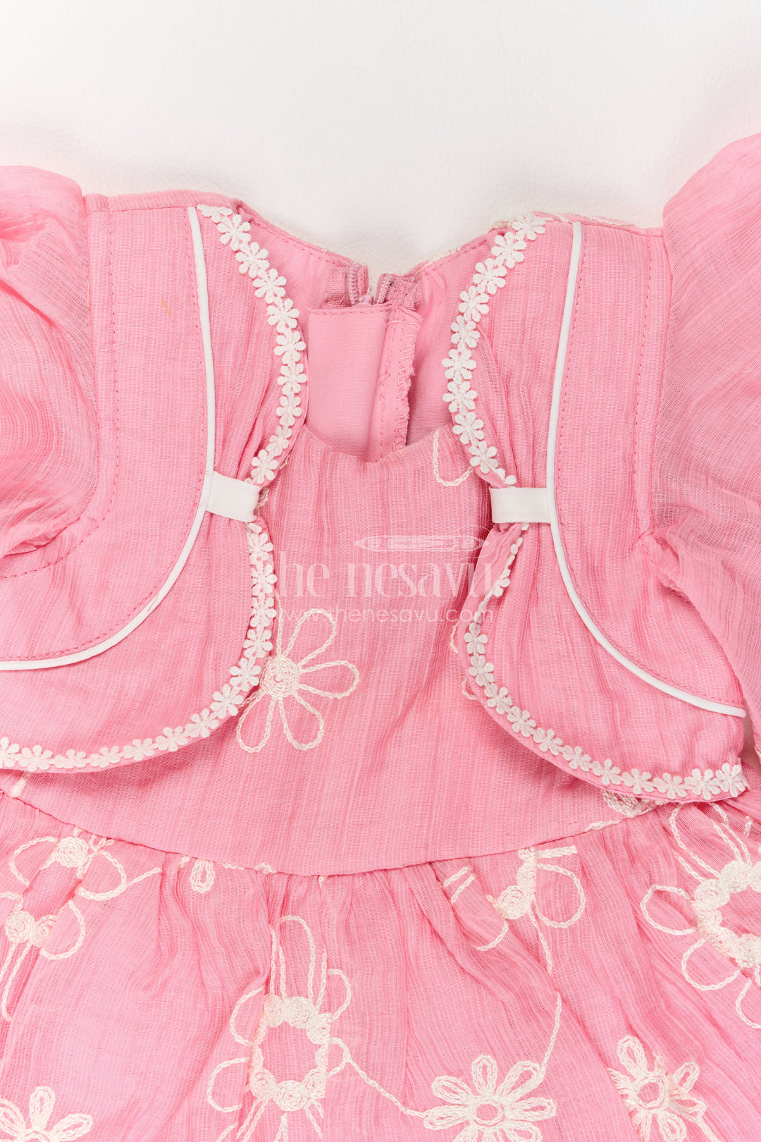 Baby Girl Party Frock for Celebrations with Pink Embroidery