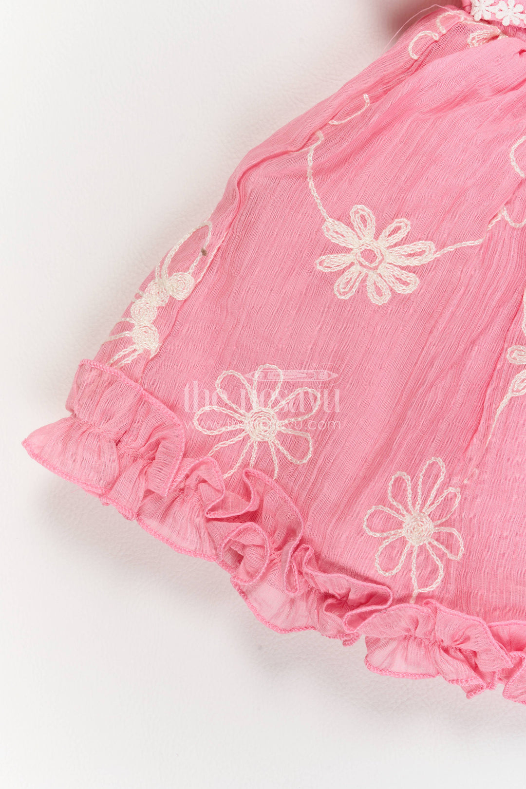 Baby Girl Party Frock for Celebrations with Pink Embroidery