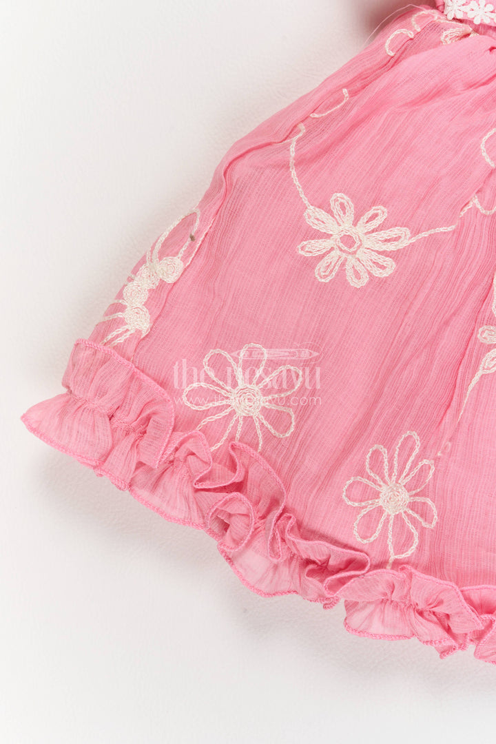 Baby Girl Party Frock for Celebrations with Pink Embroidery