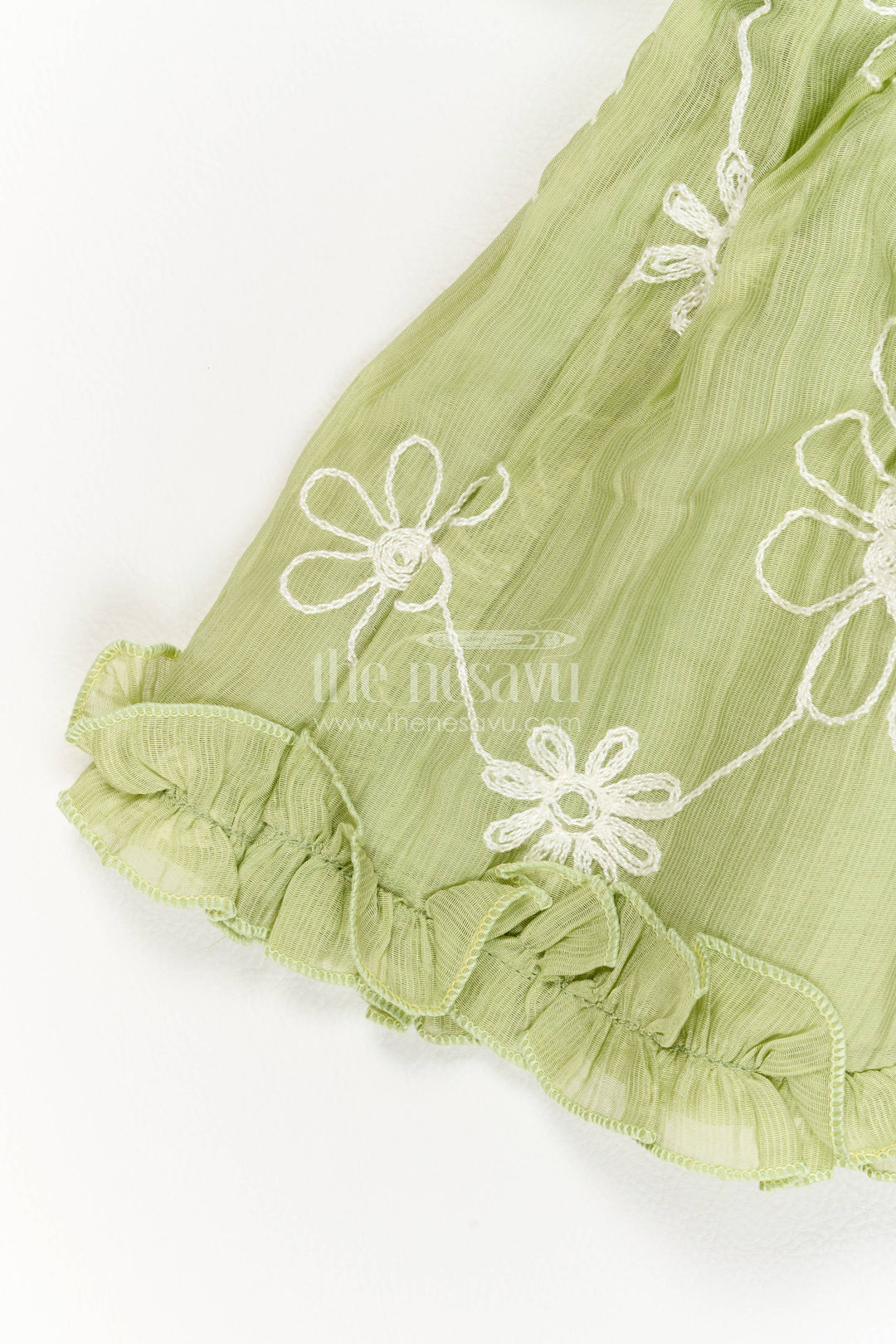 Baby Girl Party Frock in Green with Embroidery for Family Functions