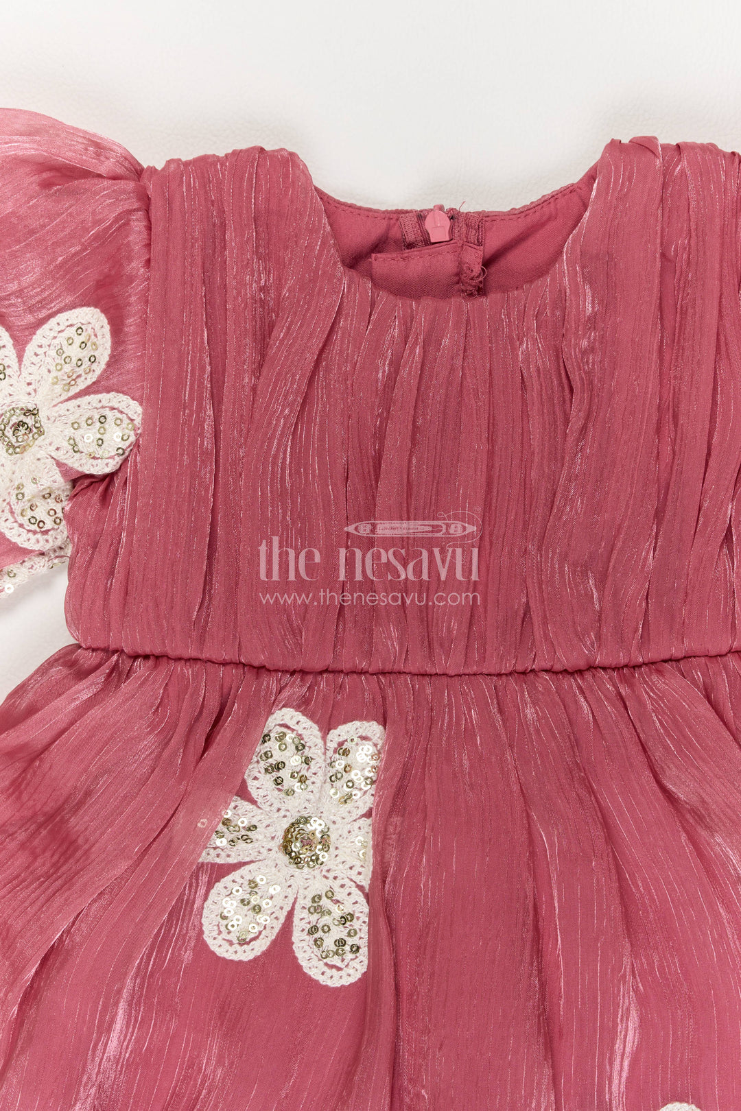 Baby Girl Party Frock with Pink Embroidery for Celebrations