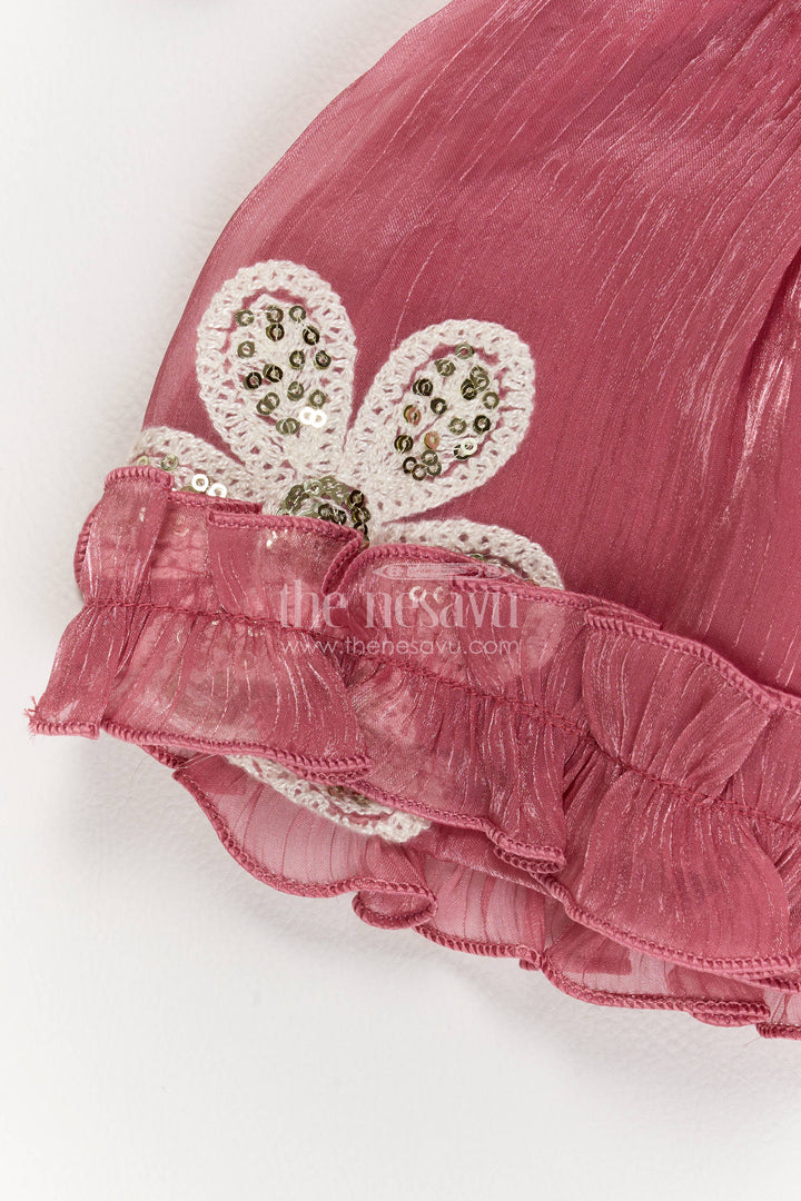 Baby Girl Party Frock with Pink Embroidery for Celebrations