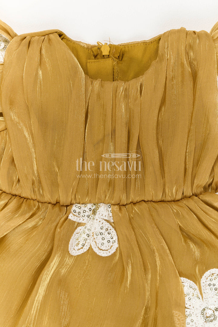 Infant Party Wear Dress with Yellow Embroidery for Special Occasions