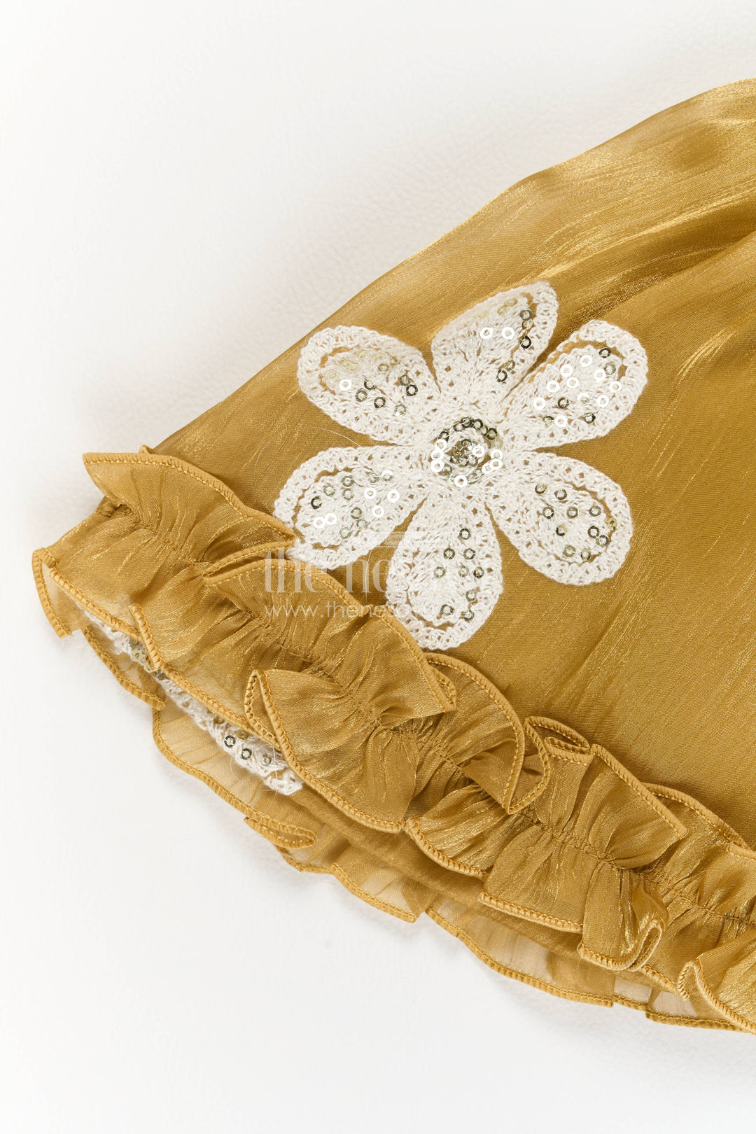Infant Party Wear Dress with Yellow Embroidery for Special Occasions