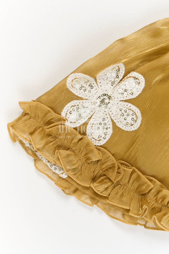 Infant Party Wear Dress with Yellow Embroidery for Special Occasions