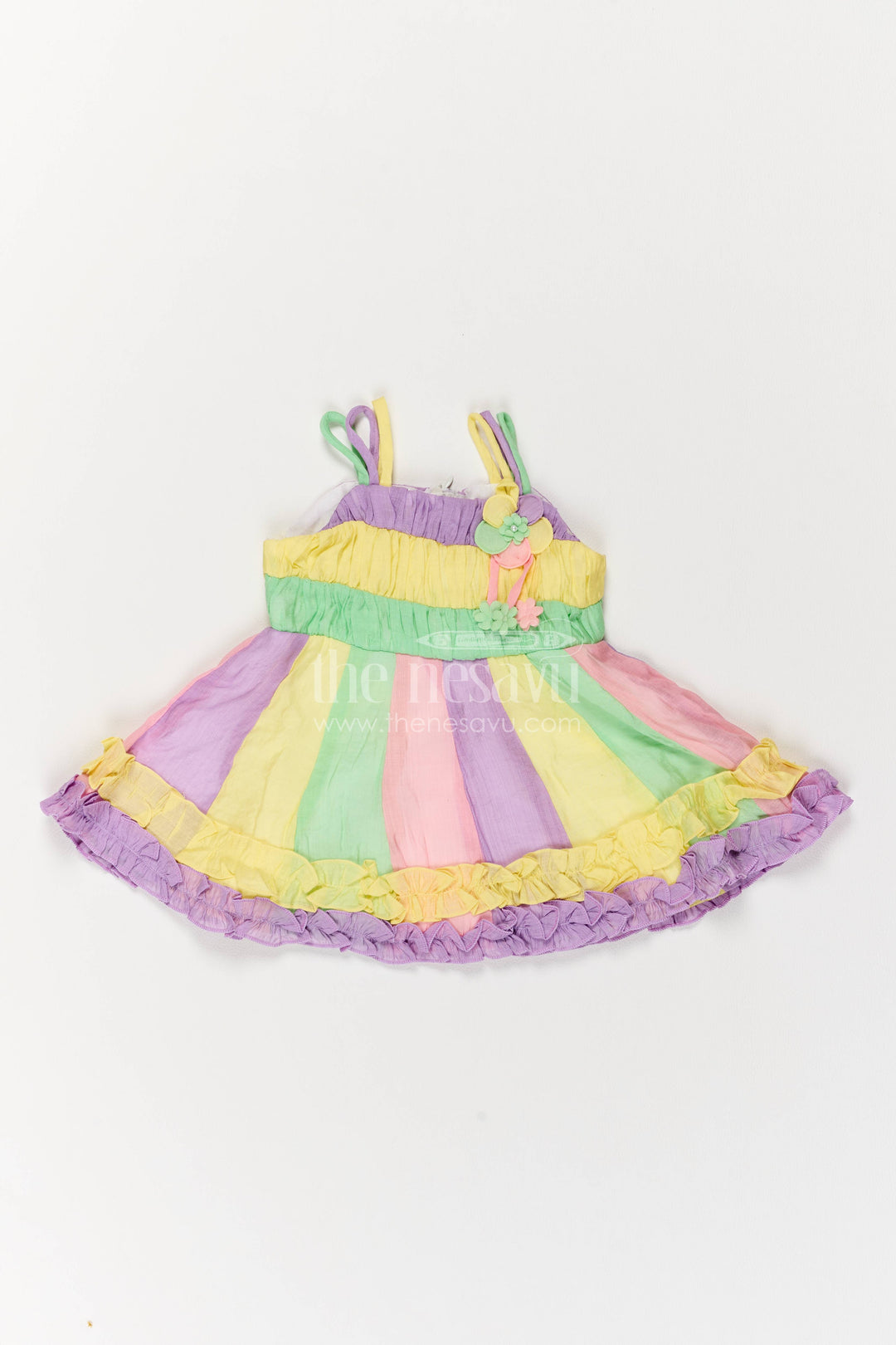 Infant Party Wear Dress with Designer Detailing in Multicolor