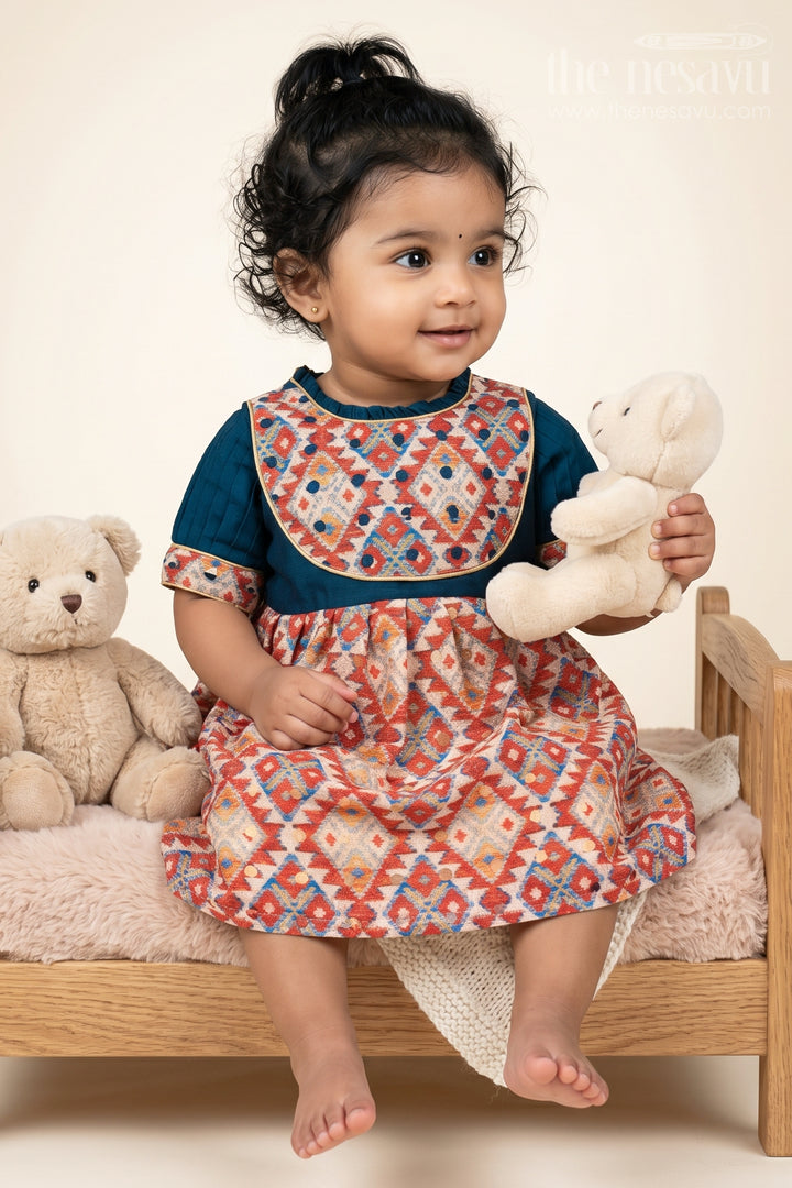 Chic Boho Navy and Multicolor Patchwork Toddler Dresscomfortable & Stylish