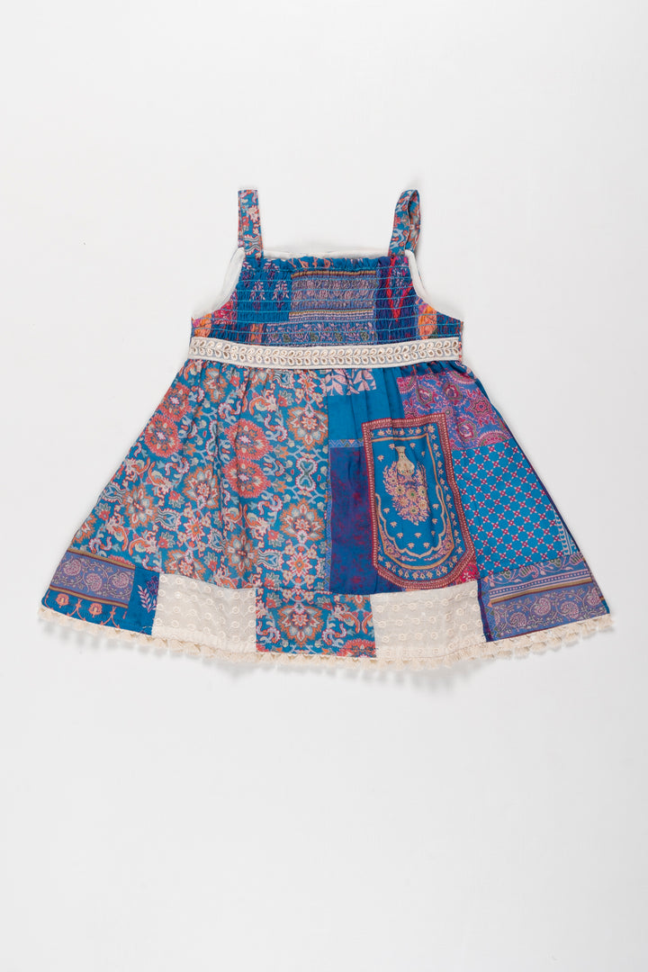 Bohemian Chic Girls Patchwork Dress with Intricate Prints