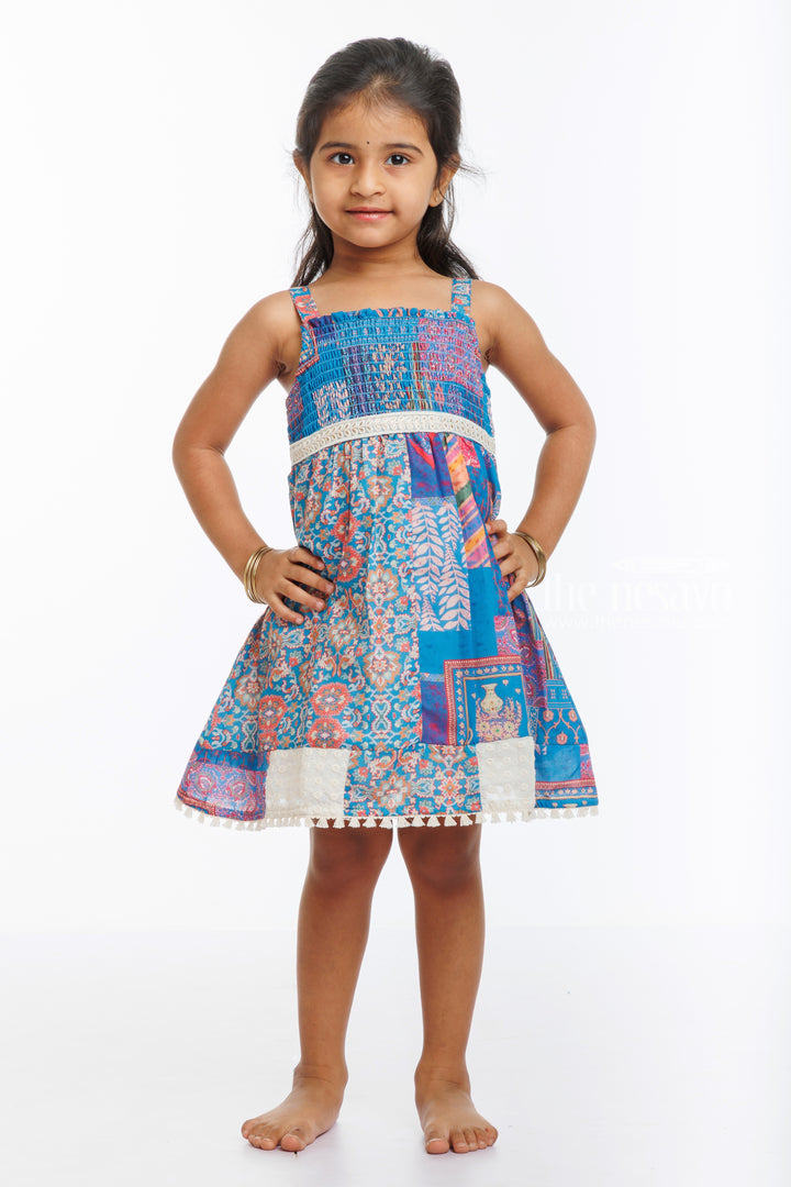 Bohemian Chic Girls Patchwork Dress with Intricate Prints