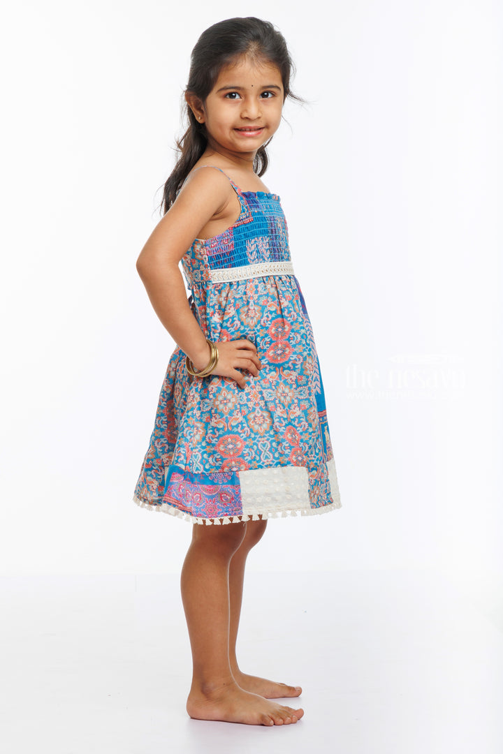 Bohemian Chic Girls Patchwork Dress with Intricate Prints