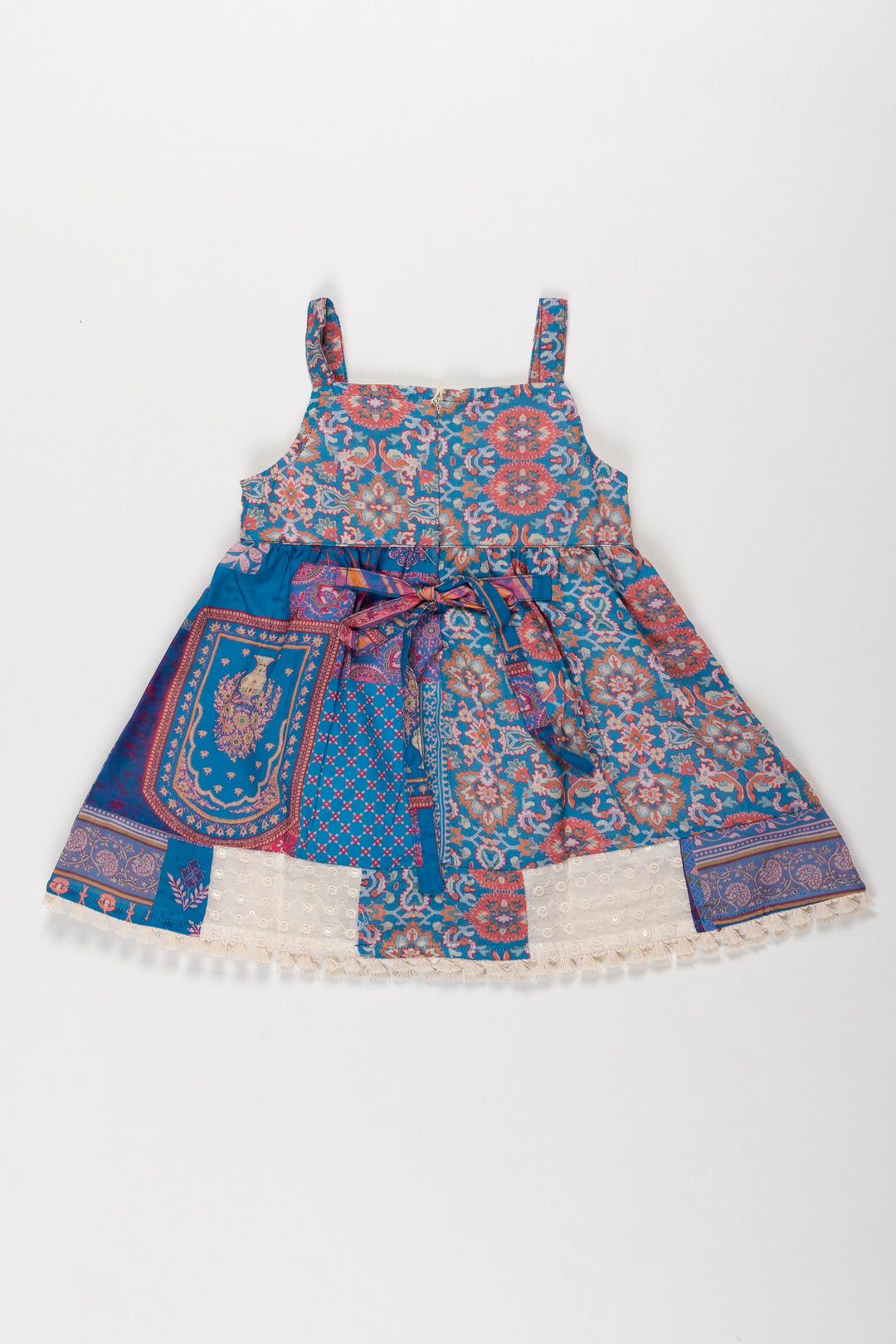 Bohemian Chic Girls Patchwork Dress with Intricate Prints