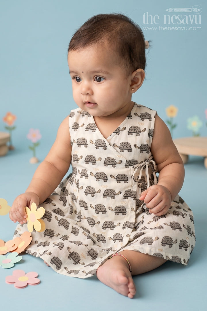 Black and White Cotton Baby Frock with Tortoise Print Simple and Stylish Everyday Wear