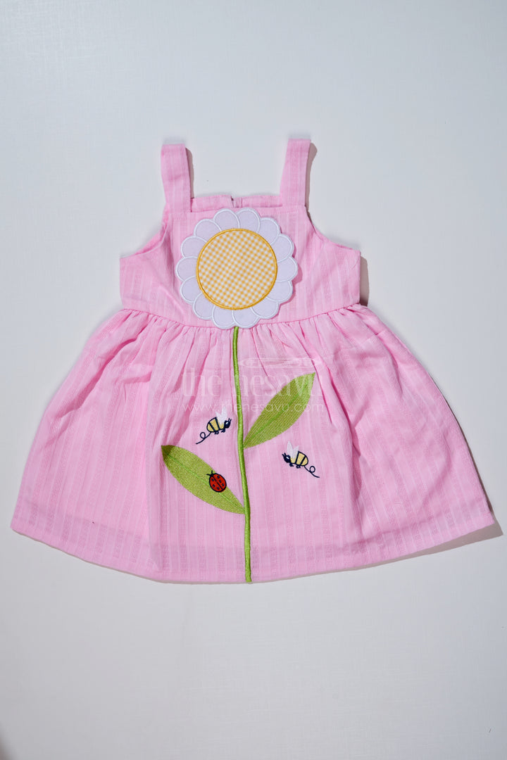 Baby Girls Cotton Dress with Appliqué Embroidery and Floral Garden Design for Summer Wear