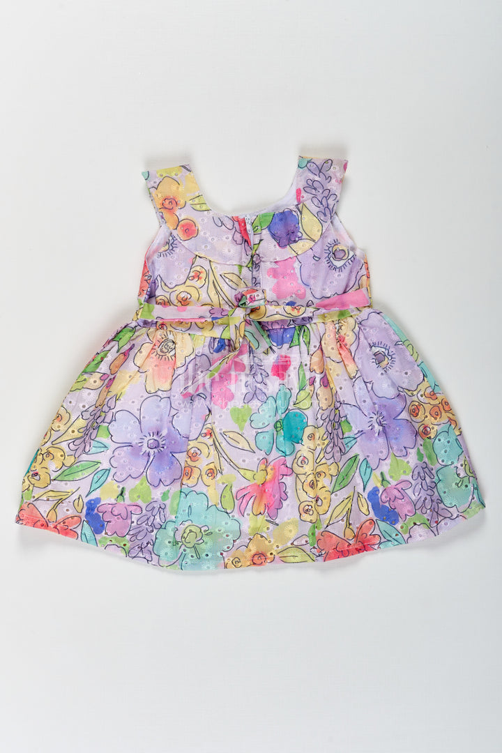 Girls Flower Girl Dress with Vibrant Multicolor Floral Print in Lightweight Hakoba Cotton Fabric