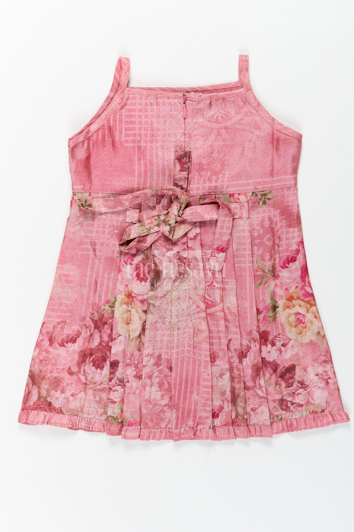 Baby Girls Outfits in Rose Print with Sequin Embroidered Yoke and Delicate Shoulder Straps