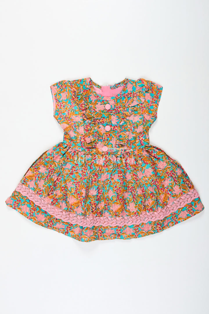 Rock for Wedding Reception for Baby Girls in Multicolor Rayon with Front Buttons and Lace Trim