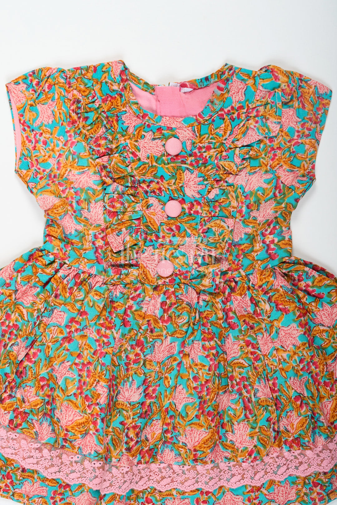 Rock for Wedding Reception for Baby Girls in Multicolor Rayon with Front Buttons and Lace Trim