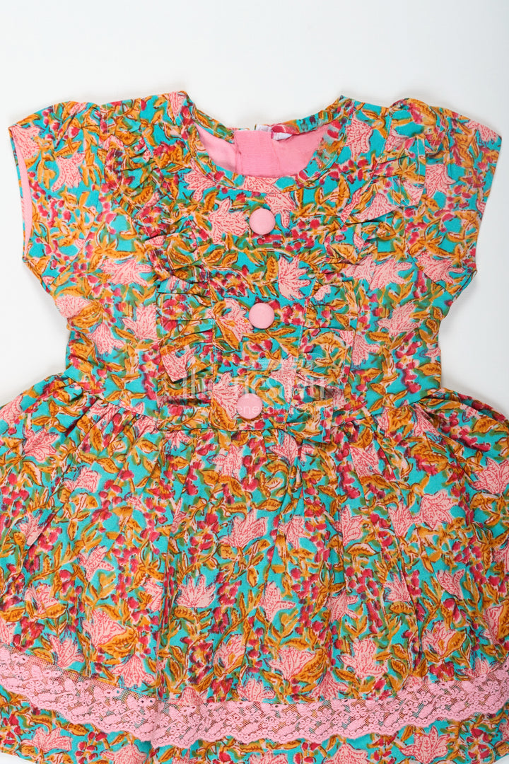 Rock for Wedding Reception for Baby Girls in Multicolor Rayon with Front Buttons and Lace Trim
