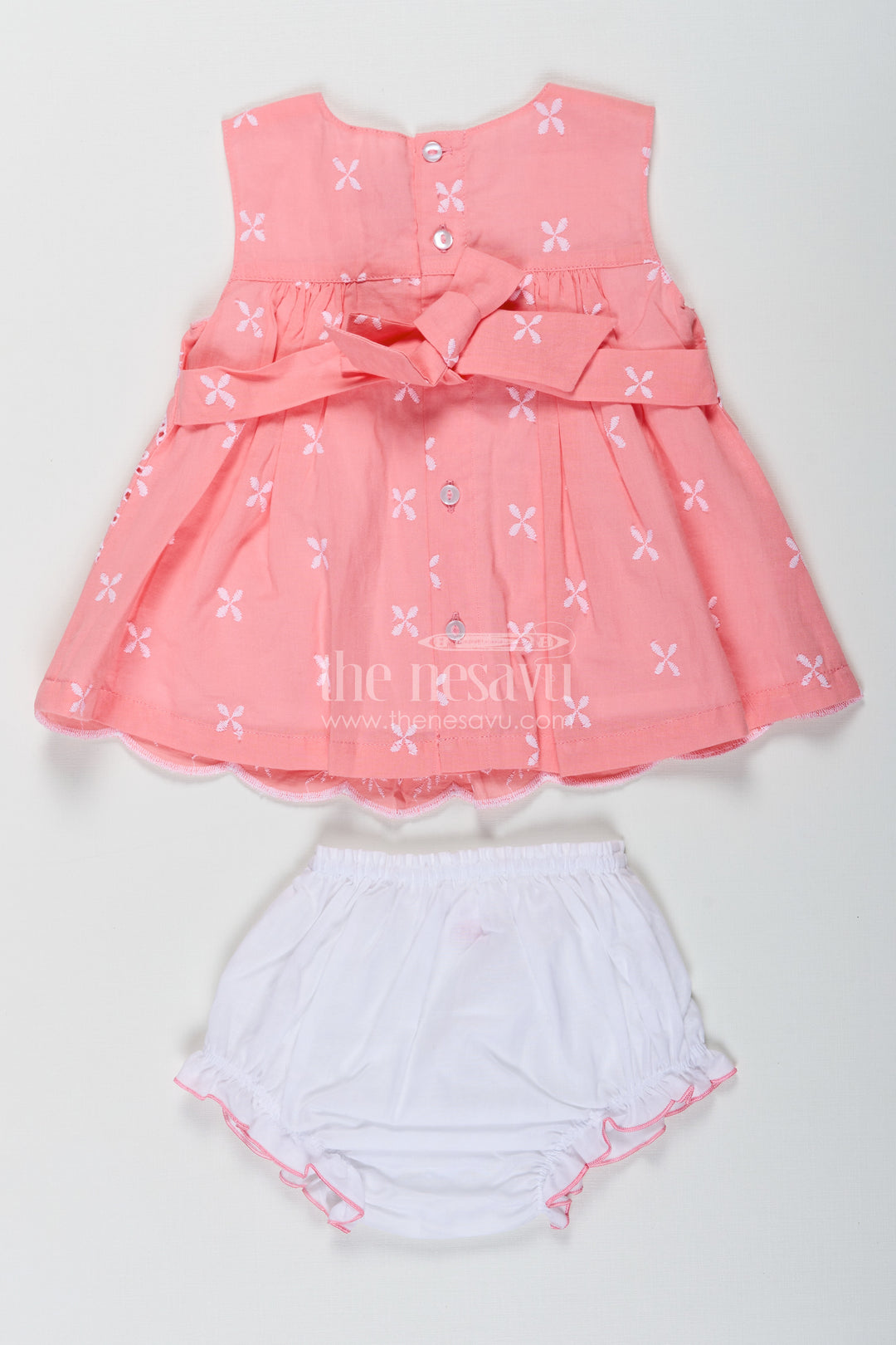 Bridal Frock for Reception in Peach Pink with Lucknowi Embroidery and Matching Bloomers