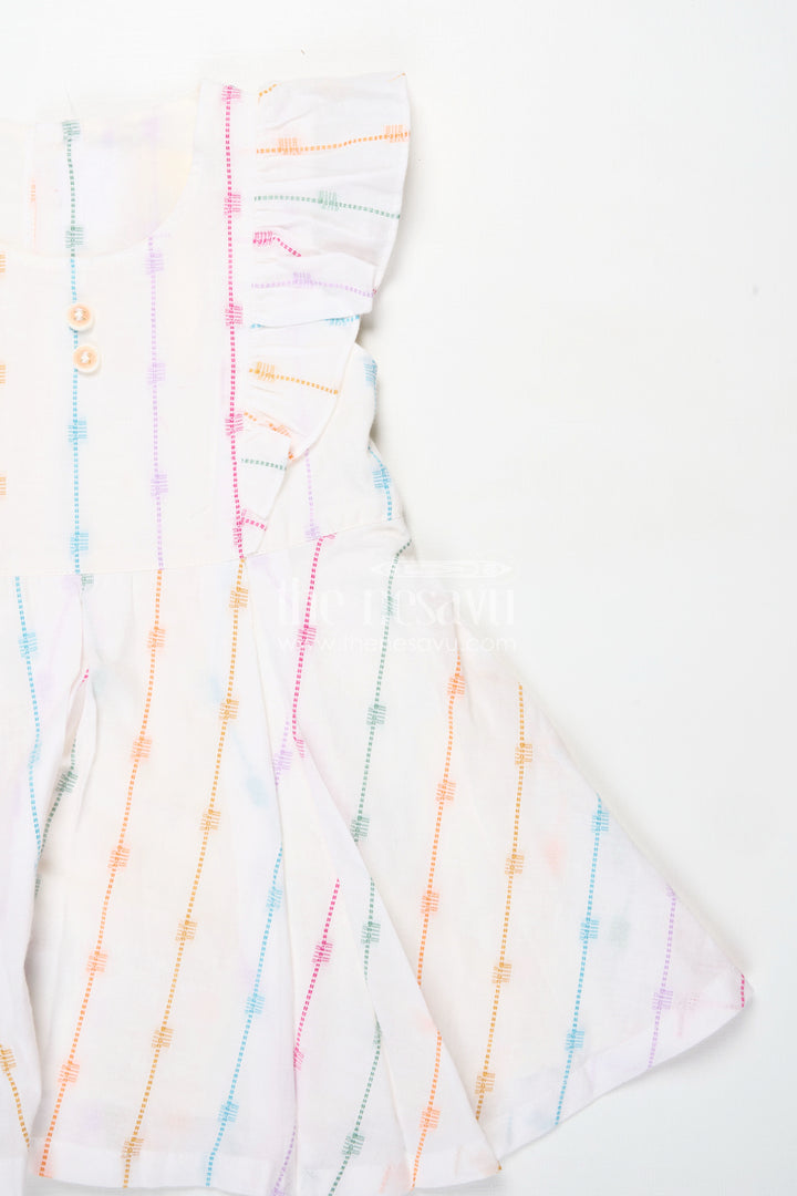 Chhoti Bacchi Ka Frock in Soft Cotton with Multicolour Stripes and Matching Bloomers for Daily Comfort