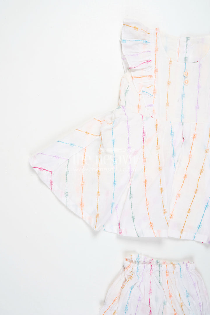 Chhoti Bacchi Ka Frock in Soft Cotton with Multicolour Stripes and Matching Bloomers for Daily Comfort