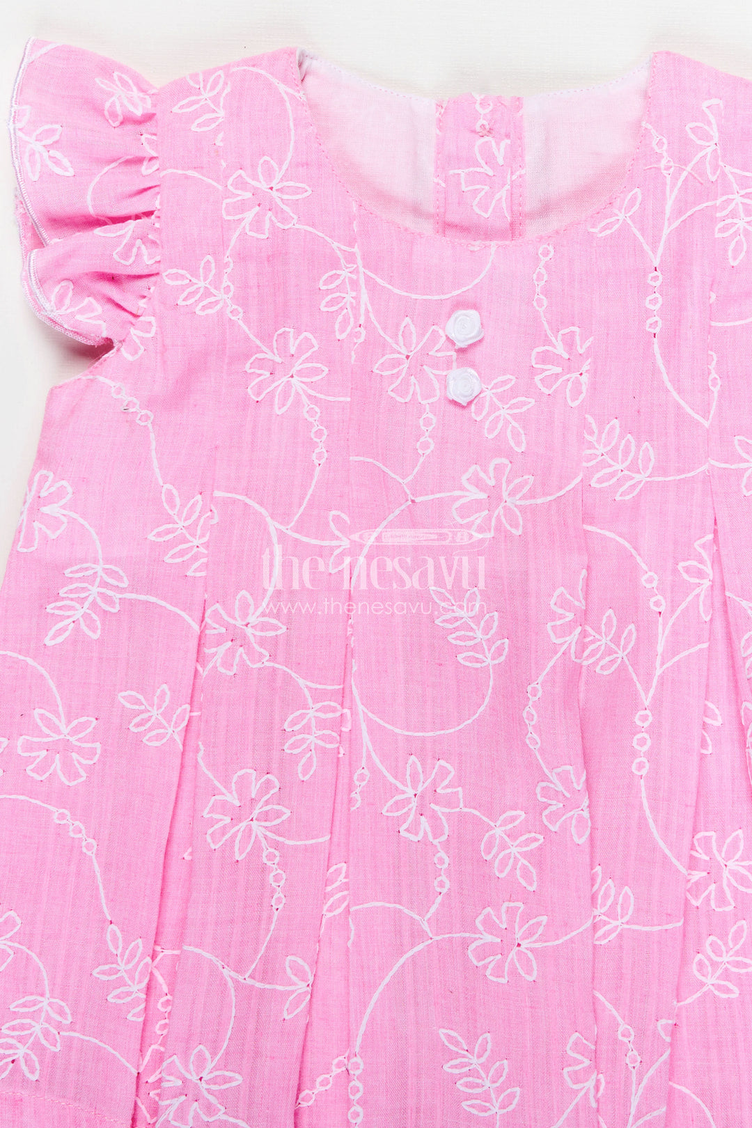 Pink Newborn Outfit for Infants with Thread Embroidery and Matching Bloomers in Soft Cotton