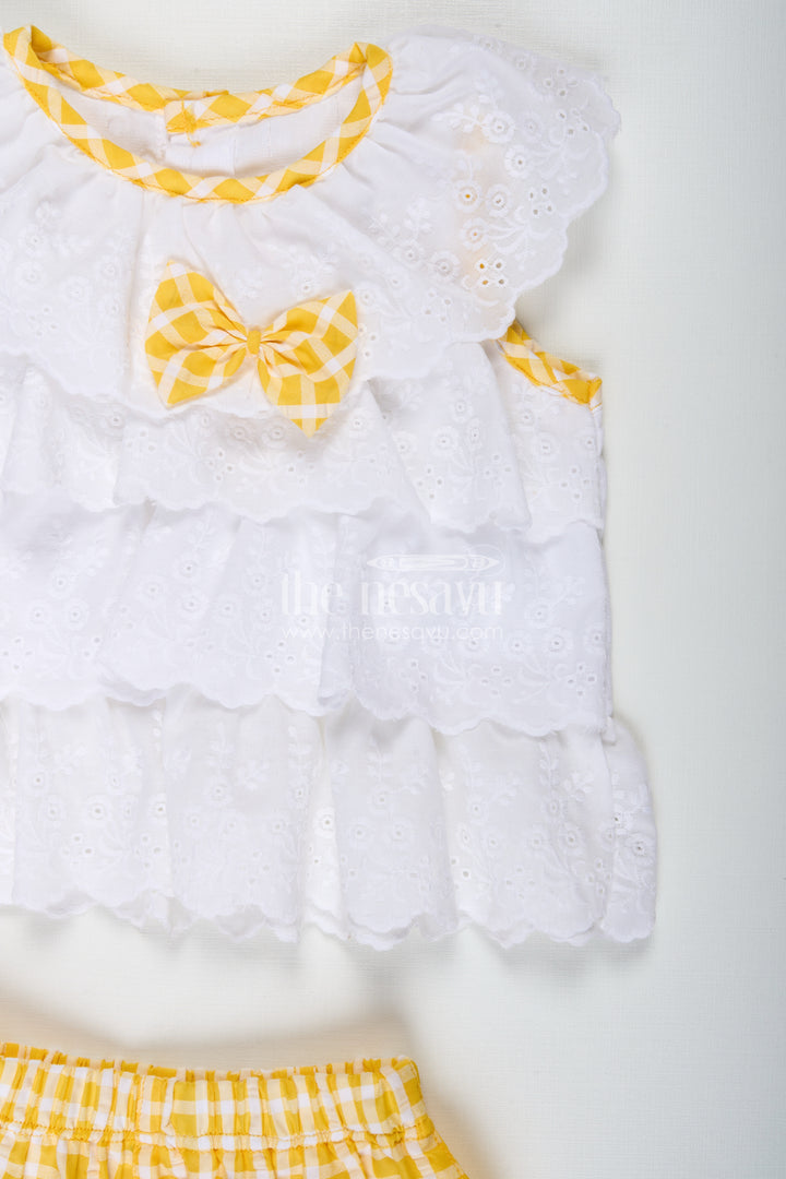 Gingham Baby Set For Girls Cotton Daily Outfit