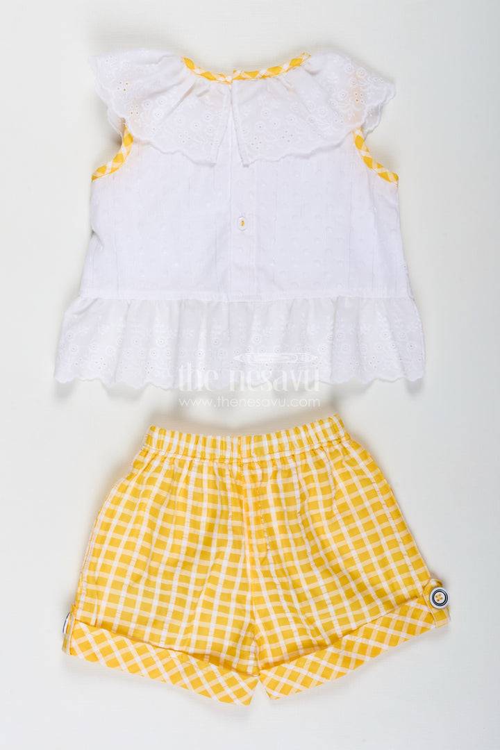 Gingham Baby Set For Girls Cotton Daily Outfit