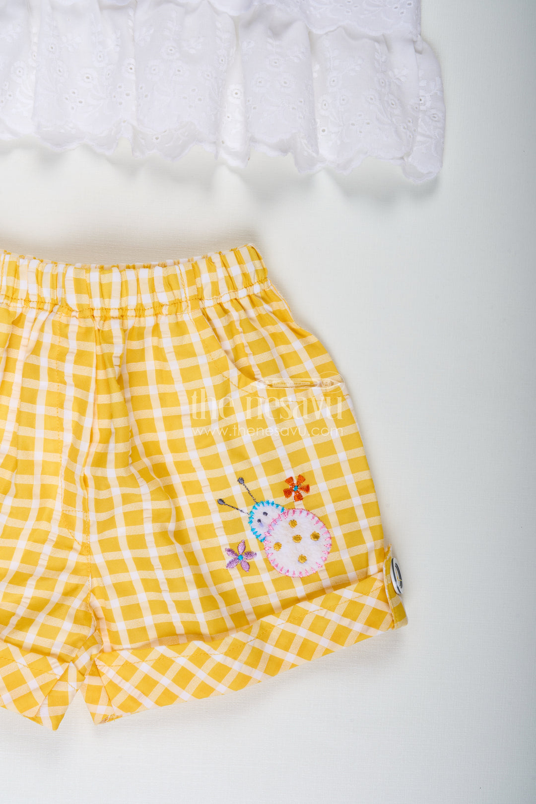Gingham Baby Set For Girls Cotton Daily Outfit