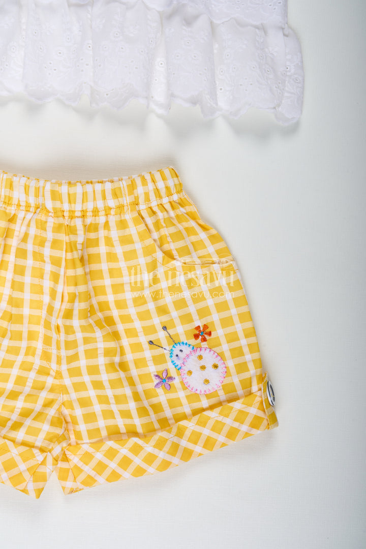 Gingham Baby Set For Girls Cotton Daily Outfit