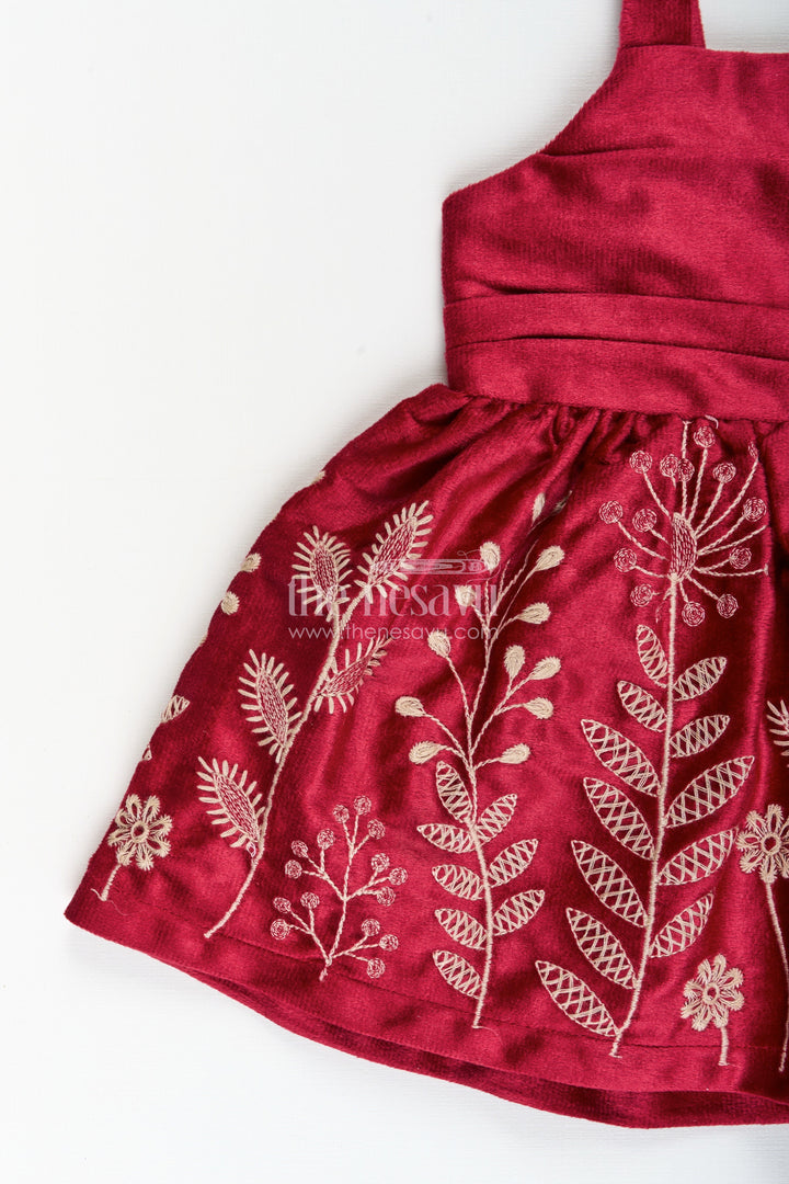 Baby girl embroidered cotton frock with designer jacket ideal for birthday or naming ceremony