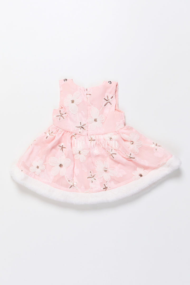Baby girl chiffon embroidered frock with fur jacket for winter functions