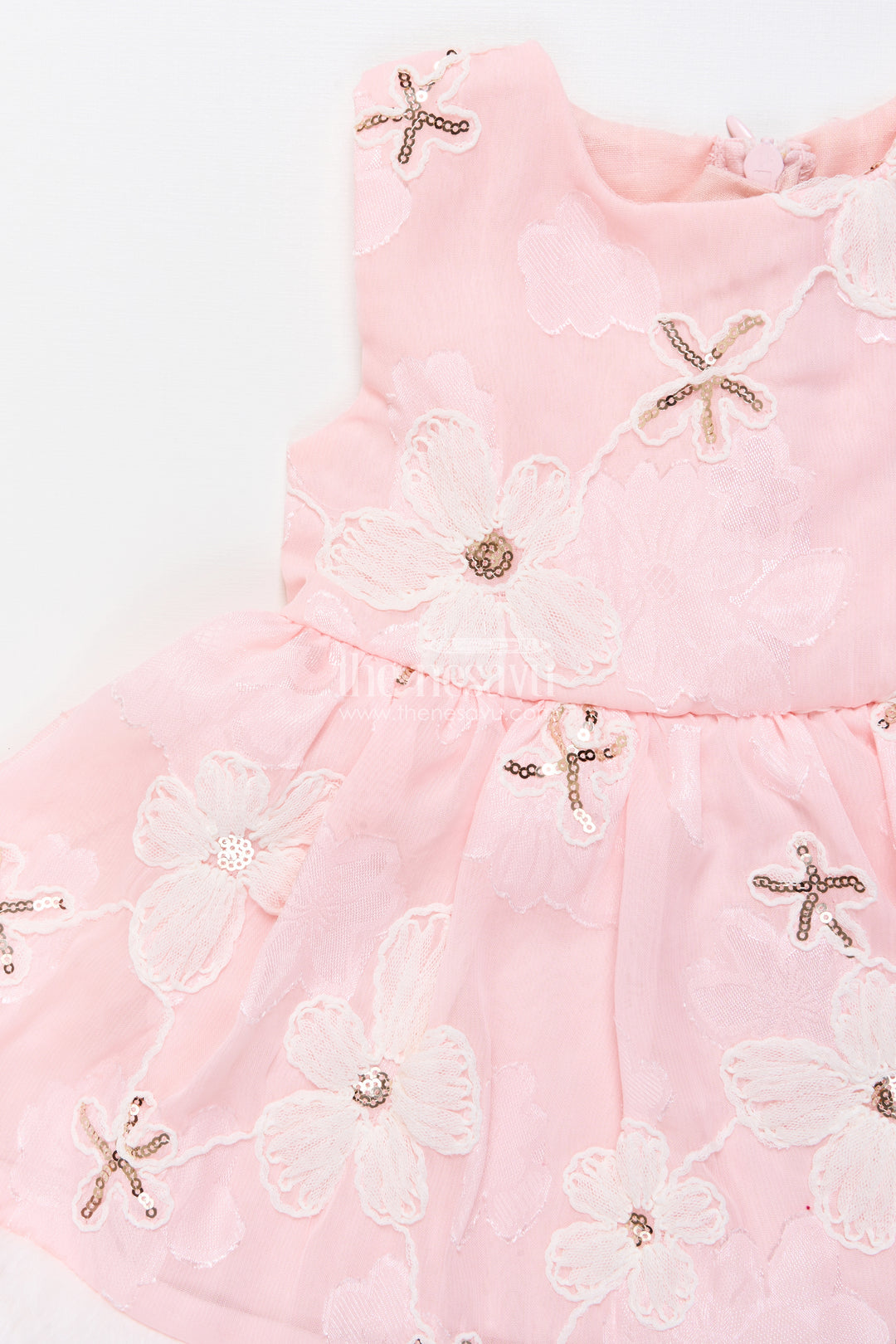 Baby girl chiffon embroidered frock with fur jacket for winter functions