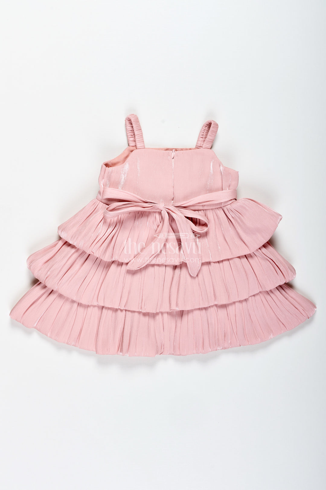Baby Girl Organza Frock With Ruffles & Floral Waist