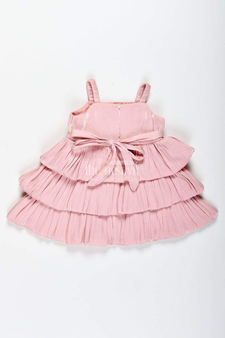 Baby Girl Organza Frock With Ruffles & Floral Waist