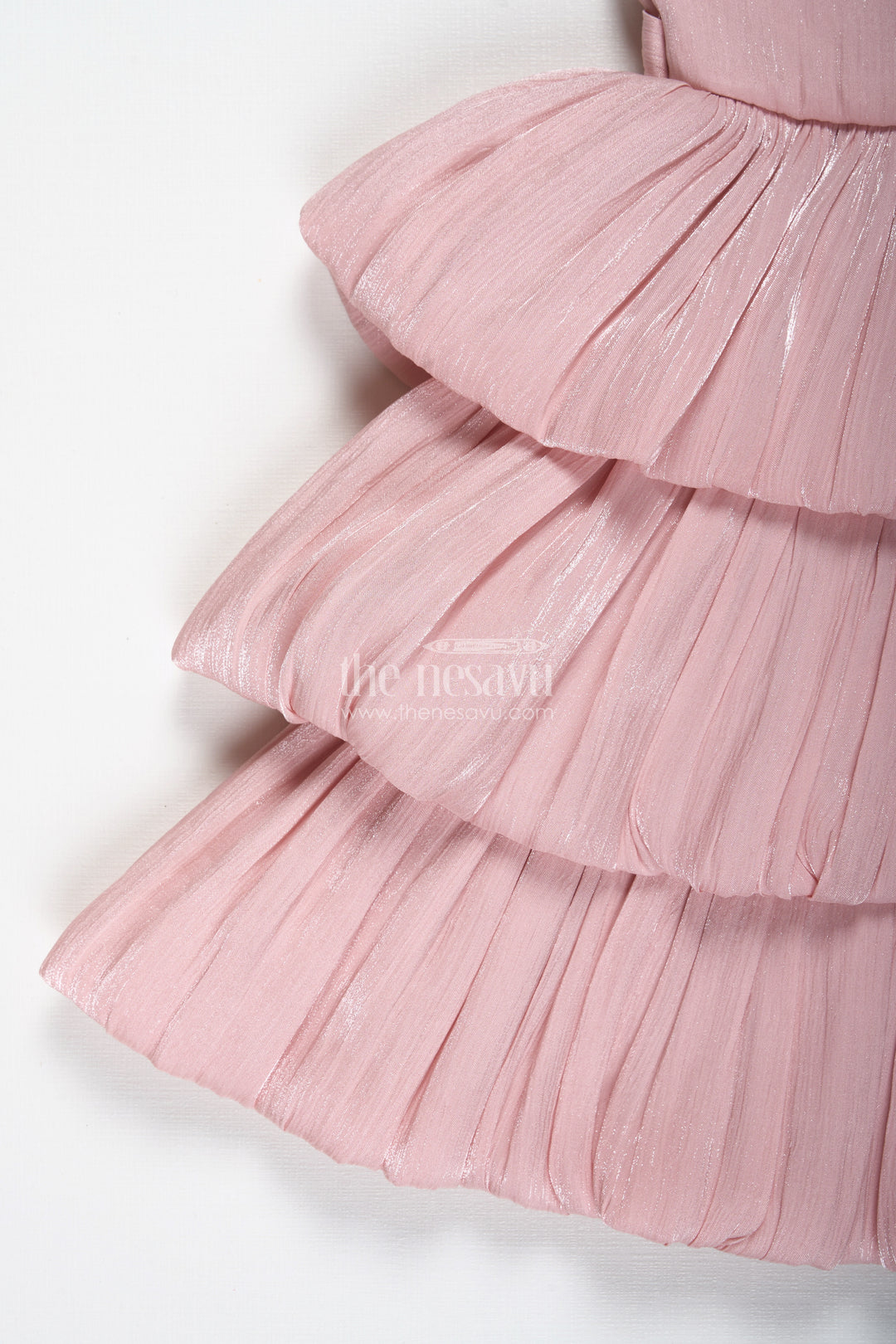Baby Girl Organza Frock With Ruffles & Floral Waist